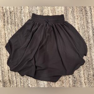 Lululemon Bubble-Hem High-Rise Skirt Black Drawstring Mini Skort Pockets
